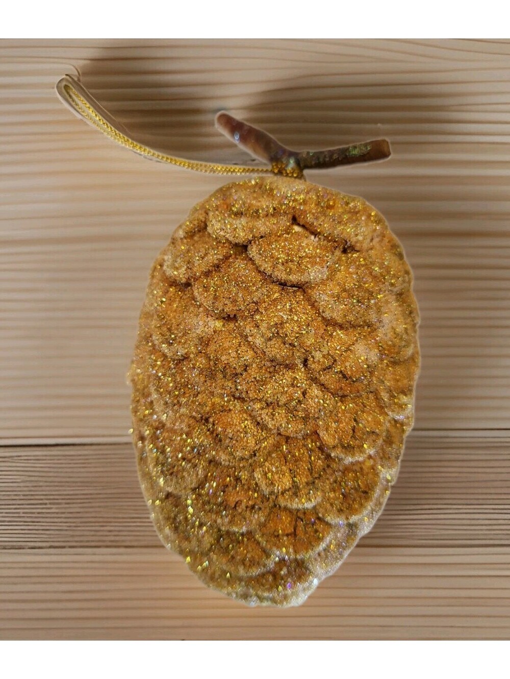 Vtg Glitter Sugared Pinecone Acorn EUC Christmas Tree Ornament 4.5"H x 3"L A60